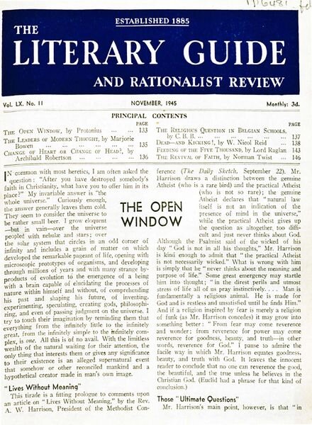 New Humanist – The Literary Guide November 1945 Cover