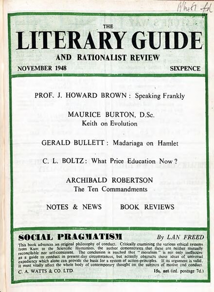 New Humanist – The Literary Guide November 1948 Cover