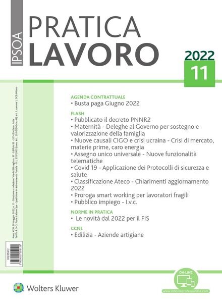 Pratica Lavoro – 28 Maggio 2022 Cover