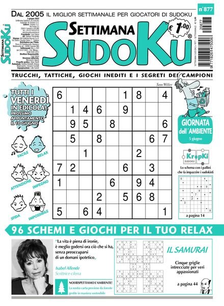 Settimana Sudoku – 01 giugno 2022 Cover