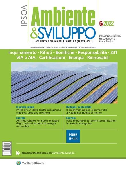 Ambiente & sviluppo – Giugno 2022 Cover