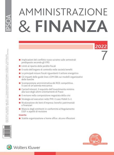 Amministrazione & Finanza – Luglio 2022 Cover