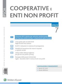 Cooperative e enti non profit – Luglio 2022