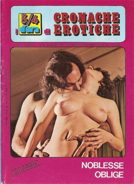 d’Ora di Cronache Erotiche – n. 1 8-10-1974 Cover