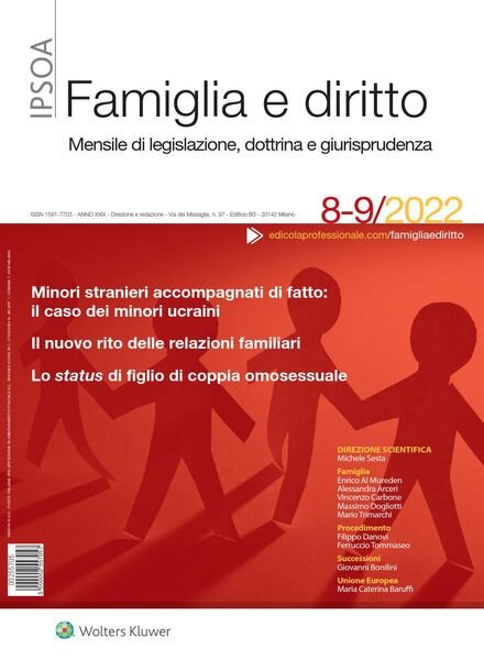 Famiglia e Diritto – Agosto-Settembre 2022 Cover