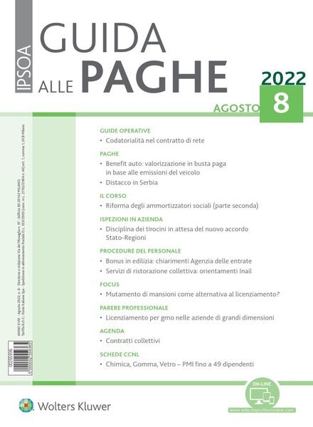 Guida alle paghe – Agosto 2022 Cover
