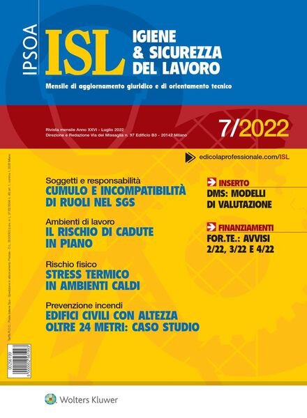 Igiene & Sicurezza del Lavoro – Luglio 2022 Cover