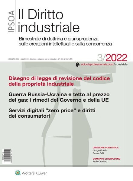 Il Diritto Industriale – Luglio 2022 Cover