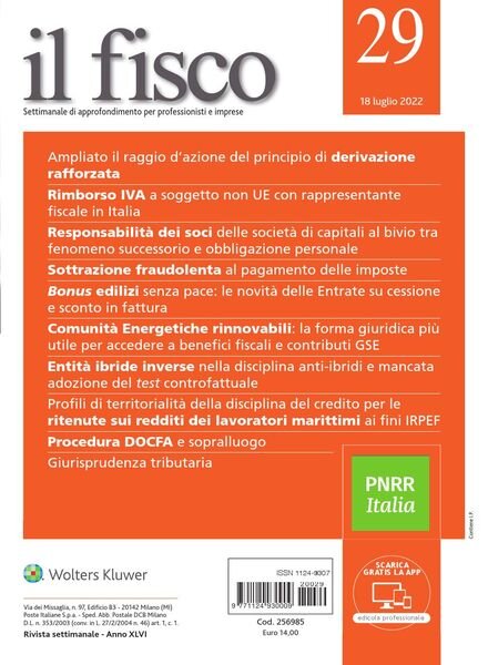 il fisco – 18 Luglio 2022 Cover
