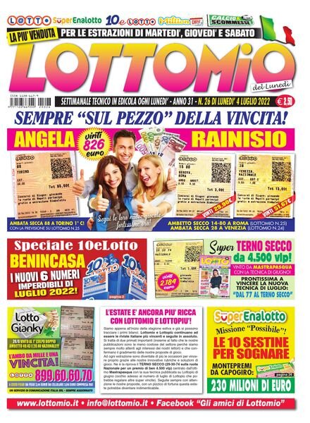 Lottomio del Lunedi – 4 Luglio 2022 Cover