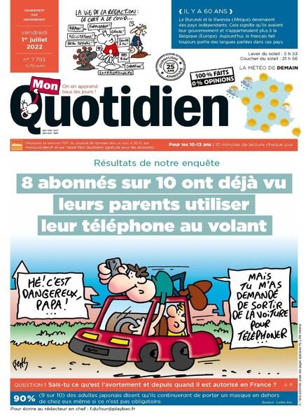 Mon Quotidien – 01 juillet 2022 Cover