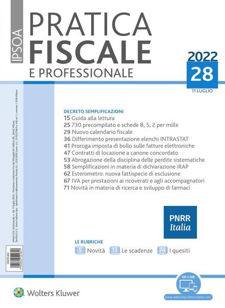 Pratica Fiscale e Professionale – 11 Luglio 2022 Cover