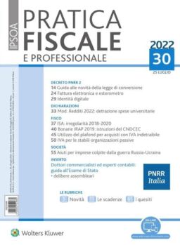 Pratica Fiscale e Professionale – 25 Luglio 2022