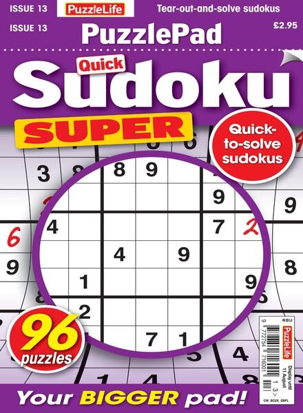 PuzzleLife PuzzlePad Sudoku Super – 14 July 2022 Cover