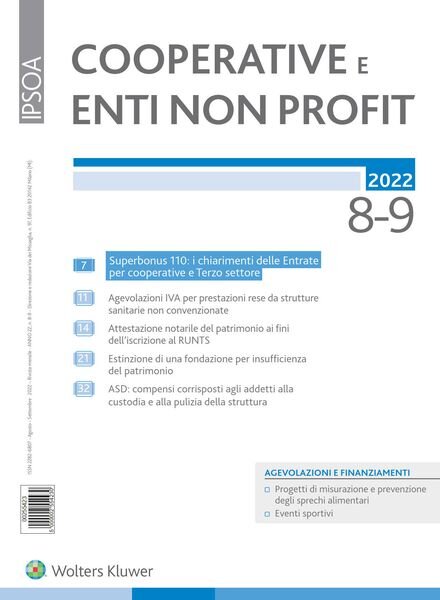 Cooperative e enti non profit – Agosto-Settembre 2022 Cover