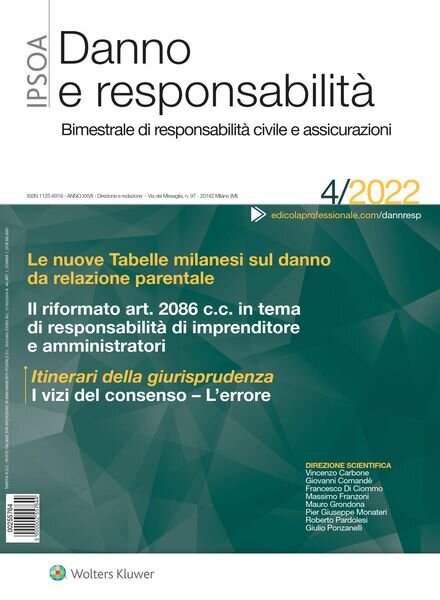 Danno e Responsabilita – N 4 2022 Cover