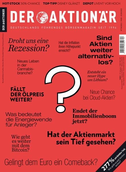 DER AKTIONaR – 18 August 2022 Cover