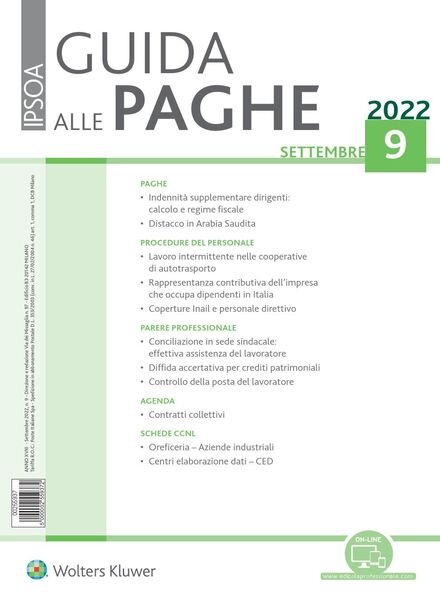 Guida alle paghe – Settembre 2022 Cover