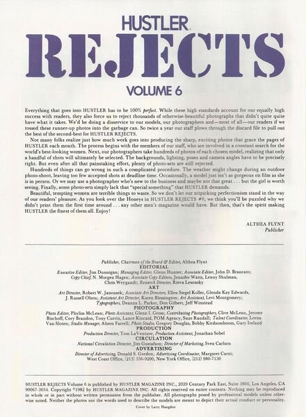 Hustler Rejects – Volume 06 1982 Cover
