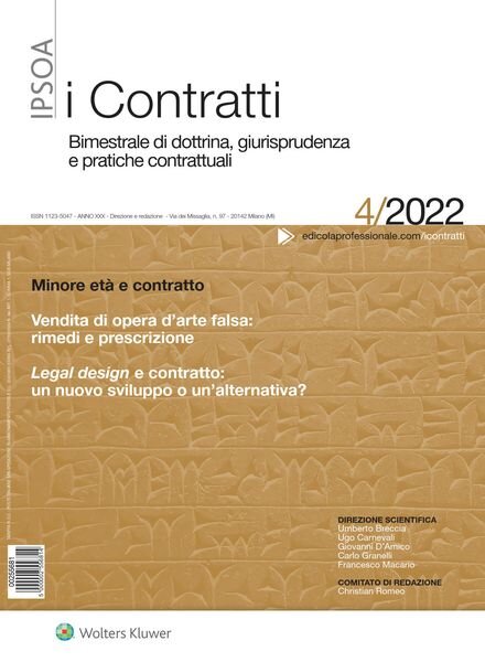 I Contratti – N 4 2022 Cover