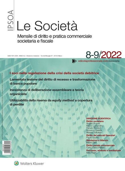 Le Societa – Agosto-Settembre 2022 Cover