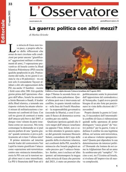 L’Osservatore – 13 agosto 2022 Cover