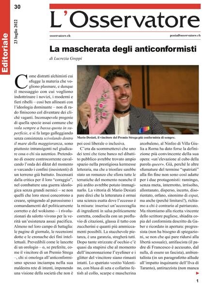 L’Osservatore – 23 luglio 2022 Cover