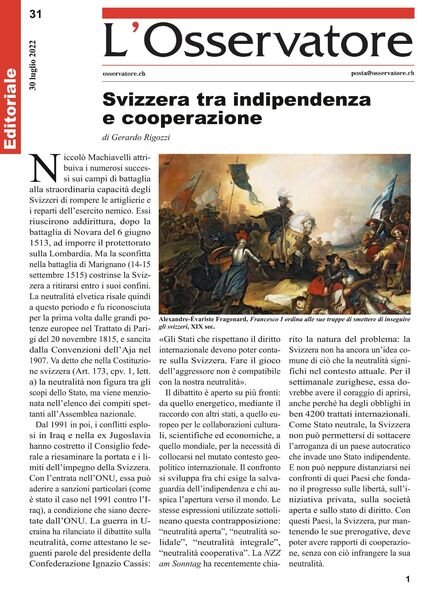 L’Osservatore – 30 luglio 2022 Cover
