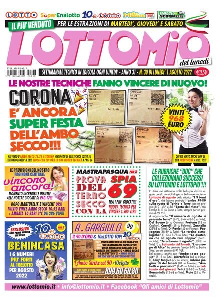 Lottomio del Lunedi – 1 Agosto 2022 Cover