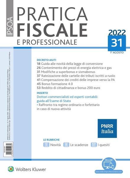 Pratica Fiscale e Professionale – 1 Agosto 2022 Cover