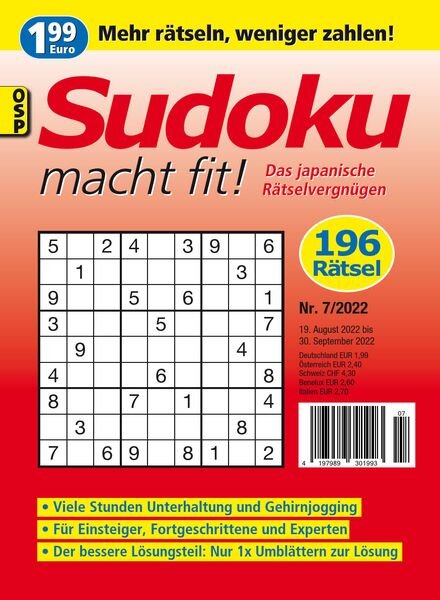 Sudoku macht fit – Nr 7 2022 Cover