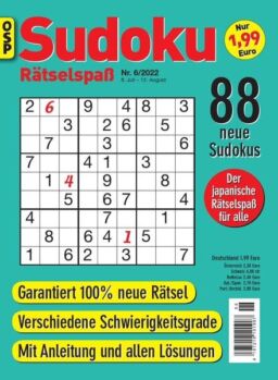 Sudoku Ratselspass – Nr 6 2022