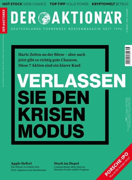 DER AKTIONaR – 16 September 2022 Cover