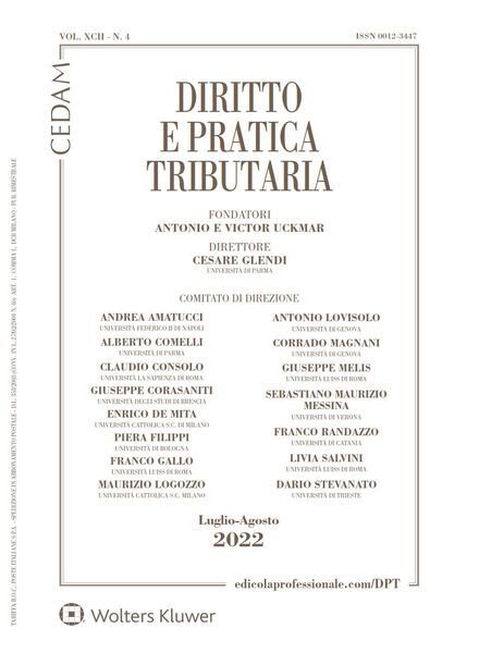 Diritto e Pratica Tributaria – Luglio-Agosto 2022 Cover
