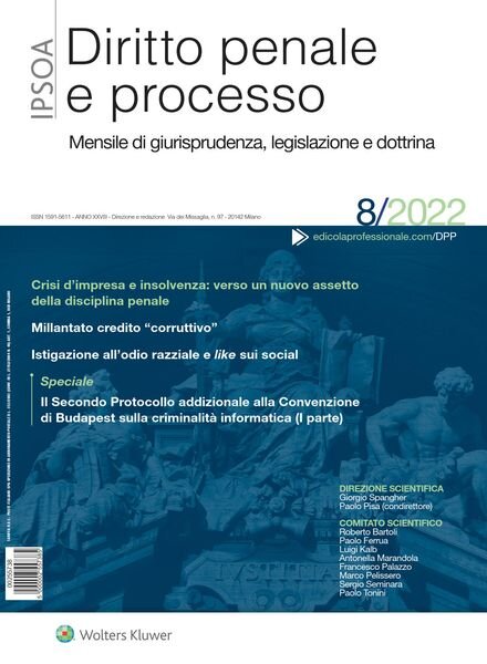 Diritto Penale e Processo – Agosto 2022 Cover