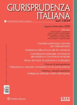 Giurisprudenza Italiana – Agosto-Settembre 2022