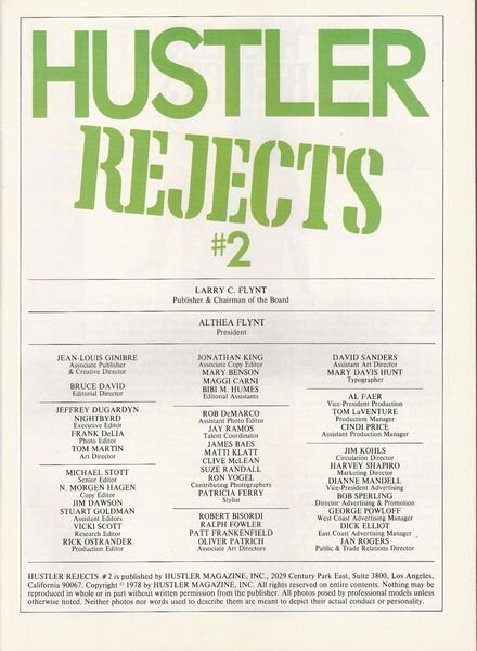 Hustler Rejects – Volume 02 1978 Cover