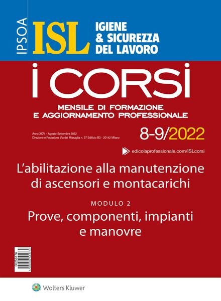 Igiene & Sicurezza del Lavoro Corsi – Agosto-Settembre 2022 Cover