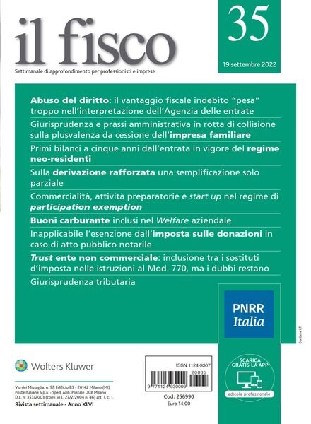 il fisco – 19 Settembre 2022 Cover