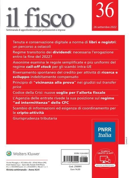 il fisco – 26 Settembre 2022 Cover