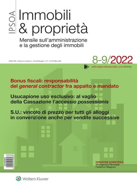 Immobili & proprieta – Agosto-Settembre 2022 Cover