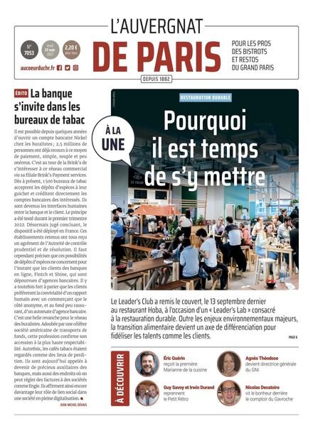 L’Auvergnat de Paris – 22 septembre 2022 Cover