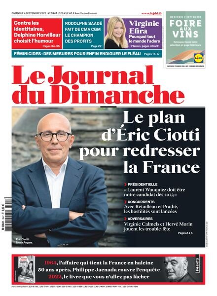 Le Journal du Dimanche – 04 septembre 2022 Cover