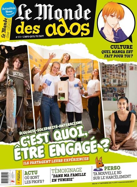 Le Monde des Ados – 01 septembre 2022 Cover