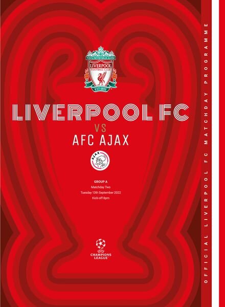Liverpool FC Programmes – vs Ajax CL – 13 September 2022 Cover