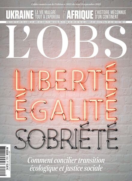 L’Obs – 8 Septembre 2022 Cover