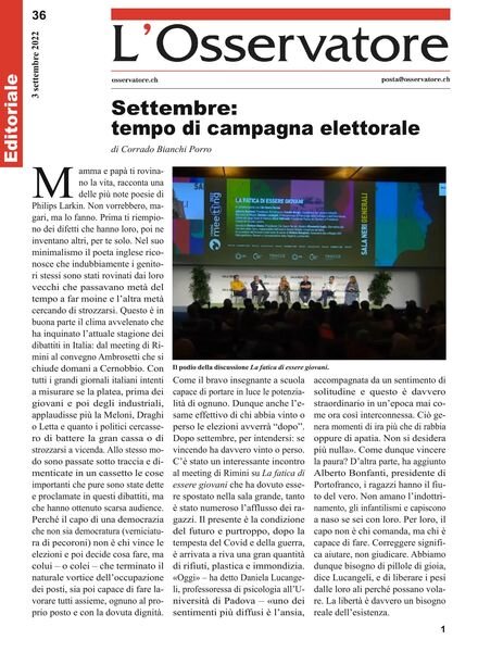 L’Osservatore – 03 settembre 2022 Cover