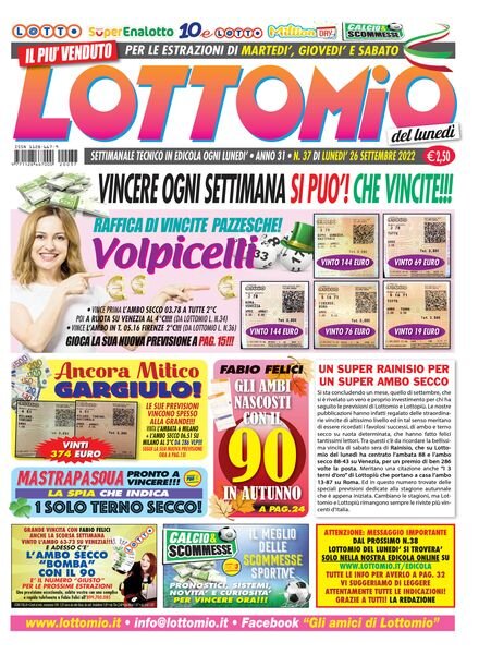 Lottomio del Lunedi – 26 Settembre 2022 Cover