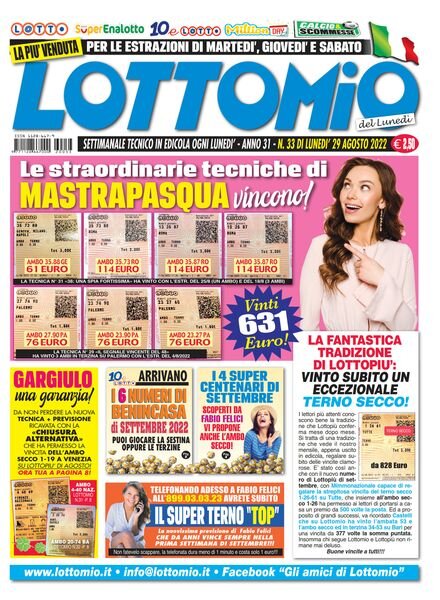 Lottomio del Lunedi – 29 Agosto 2022 Cover