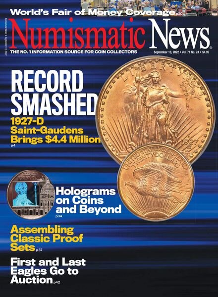 Numismatic News – 02 September 2022 Cover